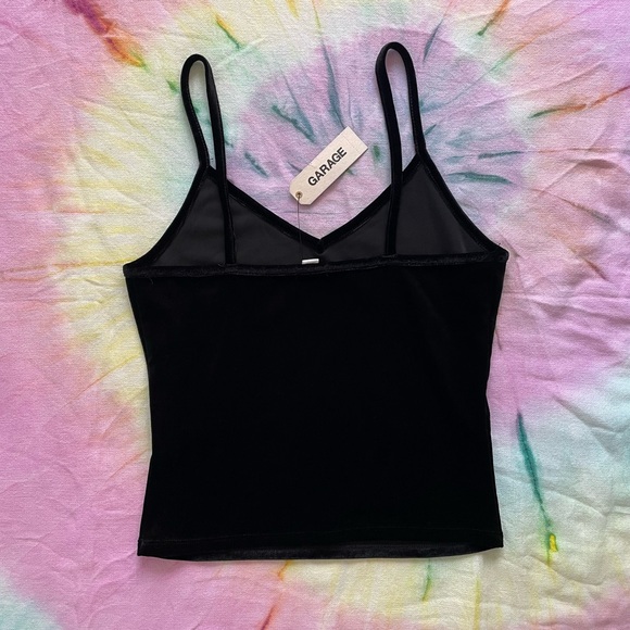 π2/$20 | NWT Garage Black Velvet Midi V Cami Tank Top | Size S - Picture 2 of 9